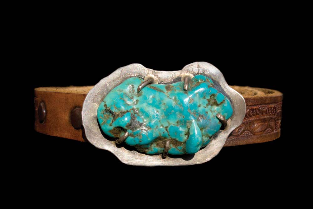 Handwrought Sterling & Turquoise Belt Buckle - Miscellaneous